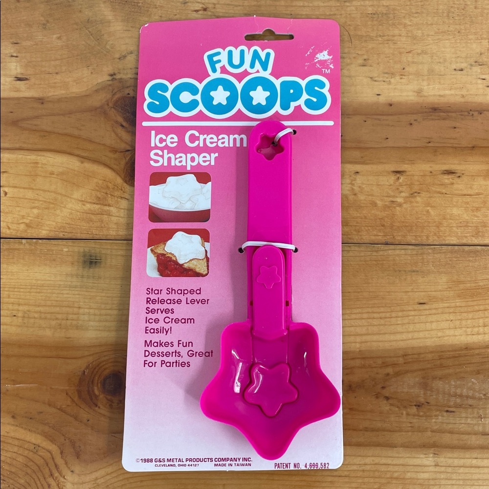 NOS Vintage 1988 Fun Scoops Pink Star Ice Cream Shaper Scooper – New on Card